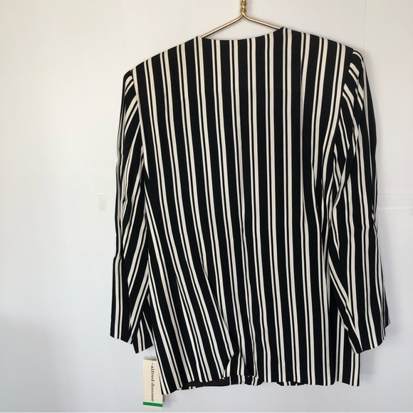 Nwt Alfred Dunner black & white crepe stripe single breasted v-neck blazer - Picture 3 of 10